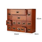 木製 卓上 引出し アンティーク 木製 収納 ボックス スタイリッシュ デスク収納 卓上収納 ラックシェルフ 引き出し14個