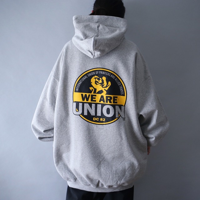 XXL super over silhouette back printed sweat parka