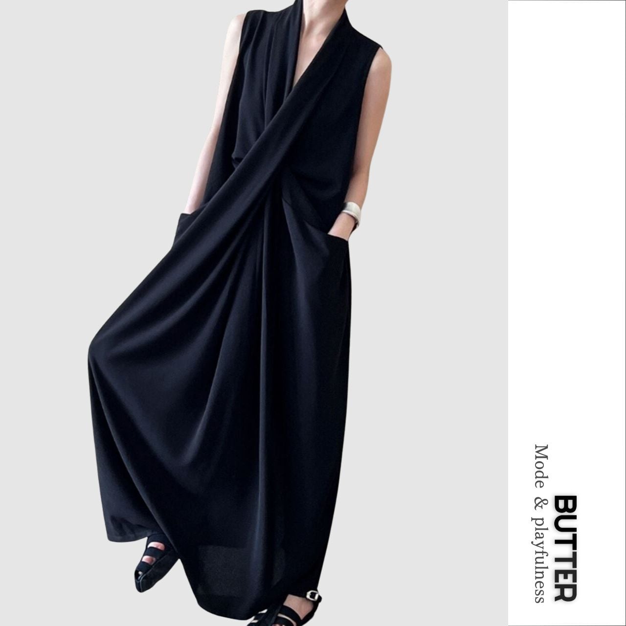 Drape Sleeveless Maxi One-piece 00507