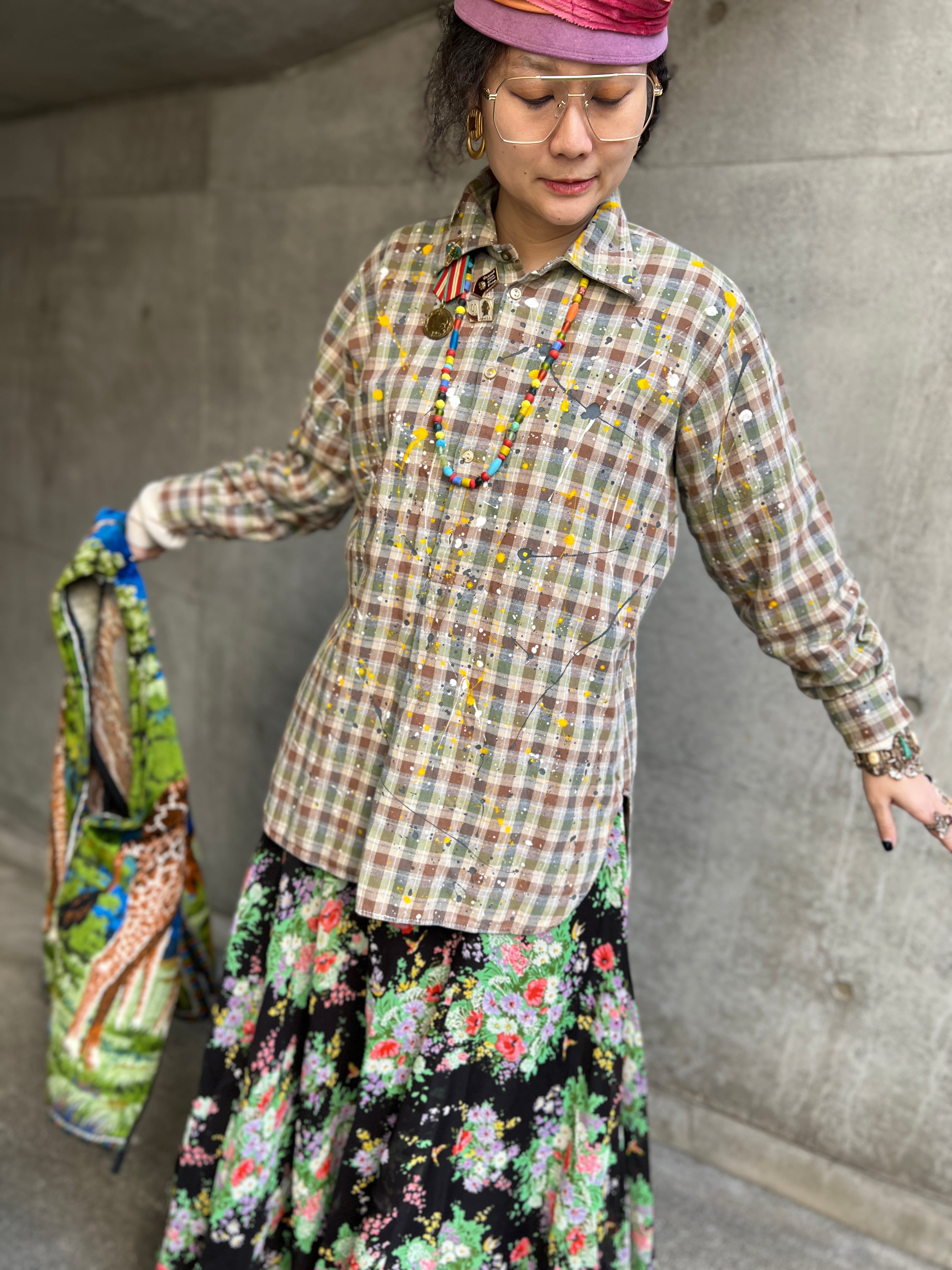 Vintage grandpa art cotton pullover shirt