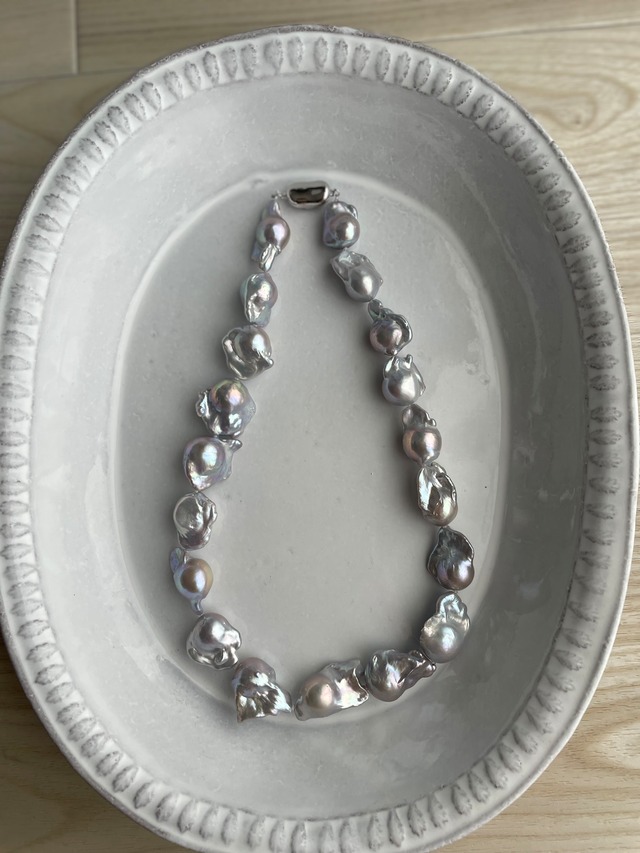 限定silver oyster baroque pearl necklace