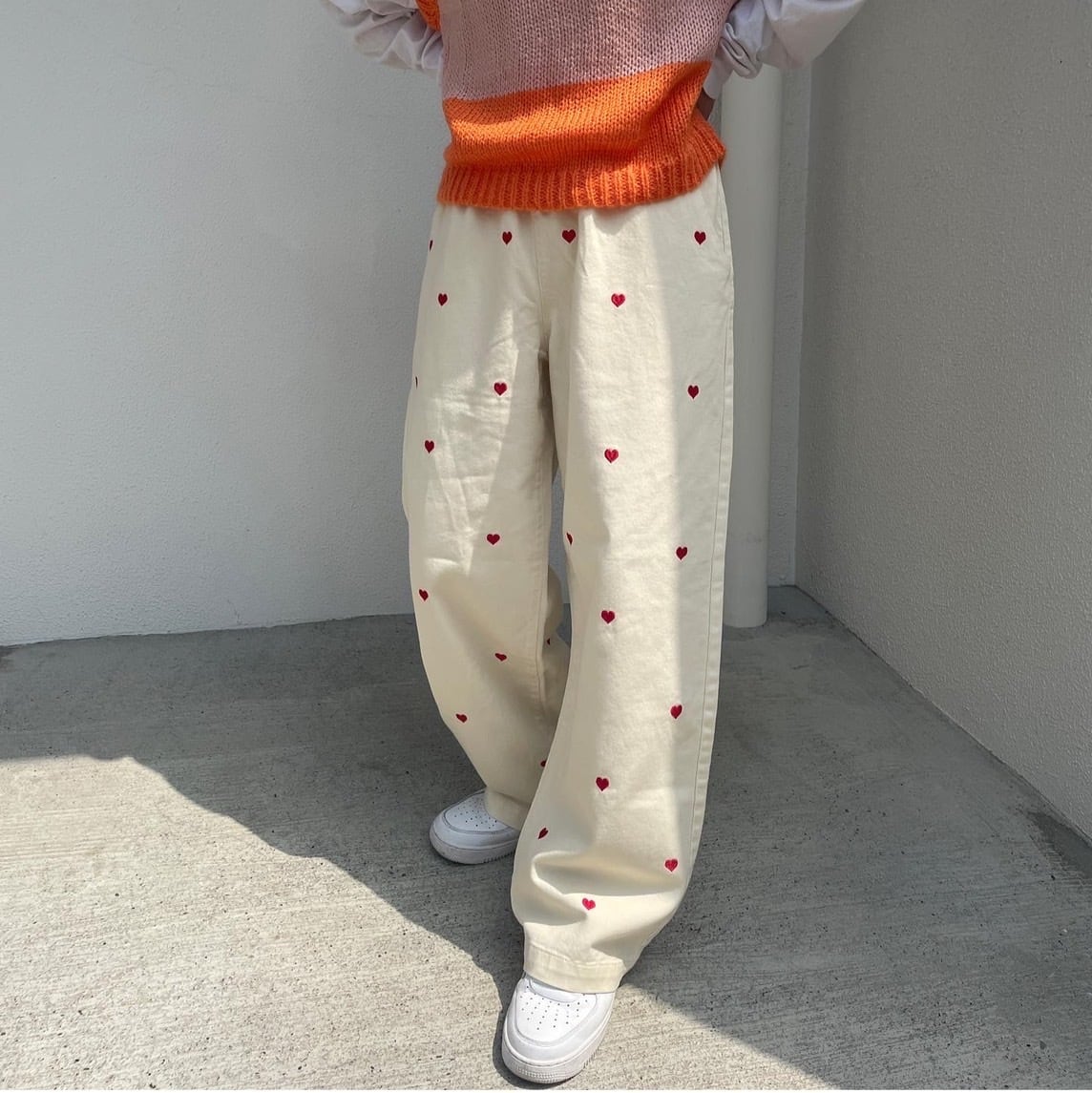 Heart embroideryデニムルーズパンツ_LN0256 | lanan(ラナン)