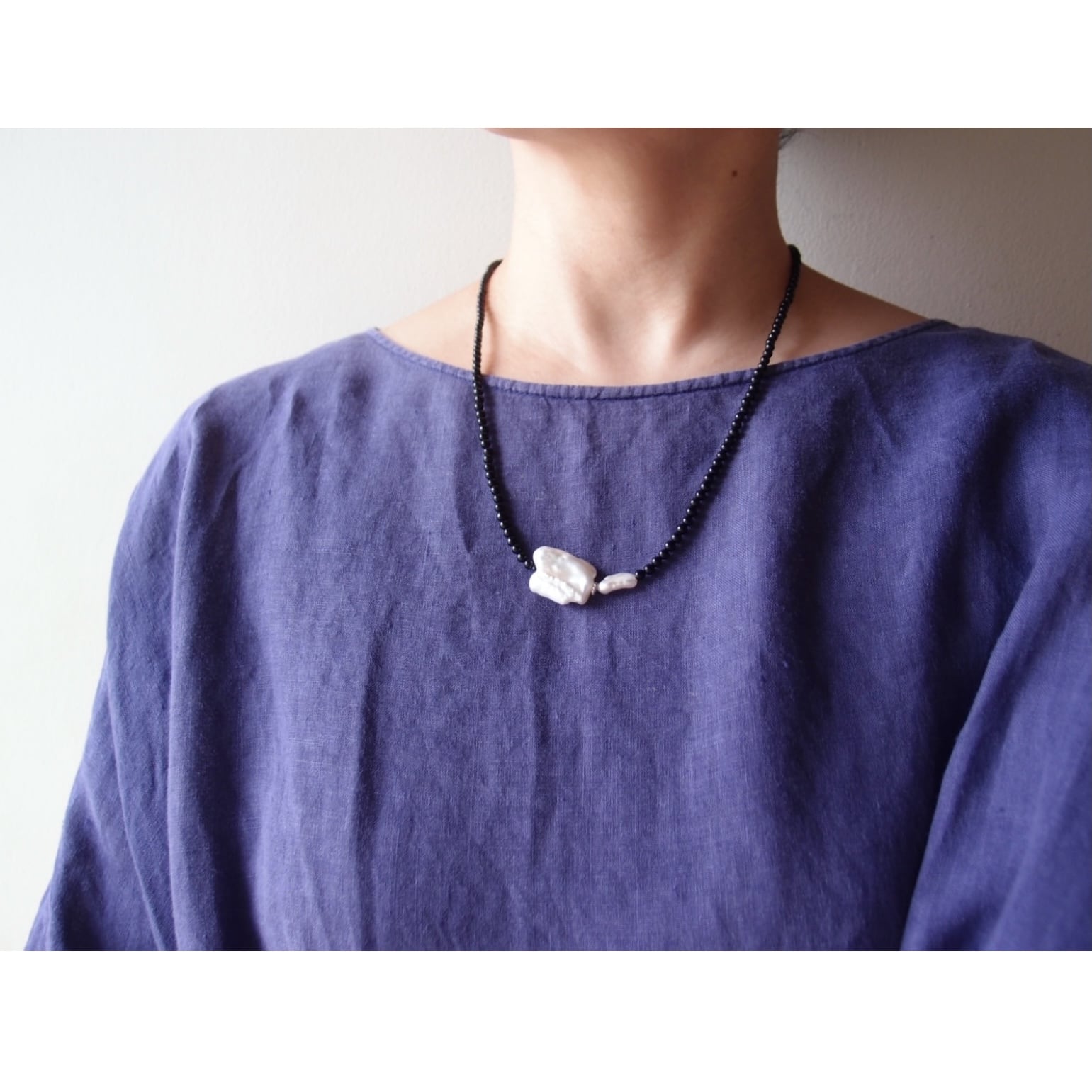 Biwa Pearl × Black Onyx Necklace/ビワパール × オニキスネックレス