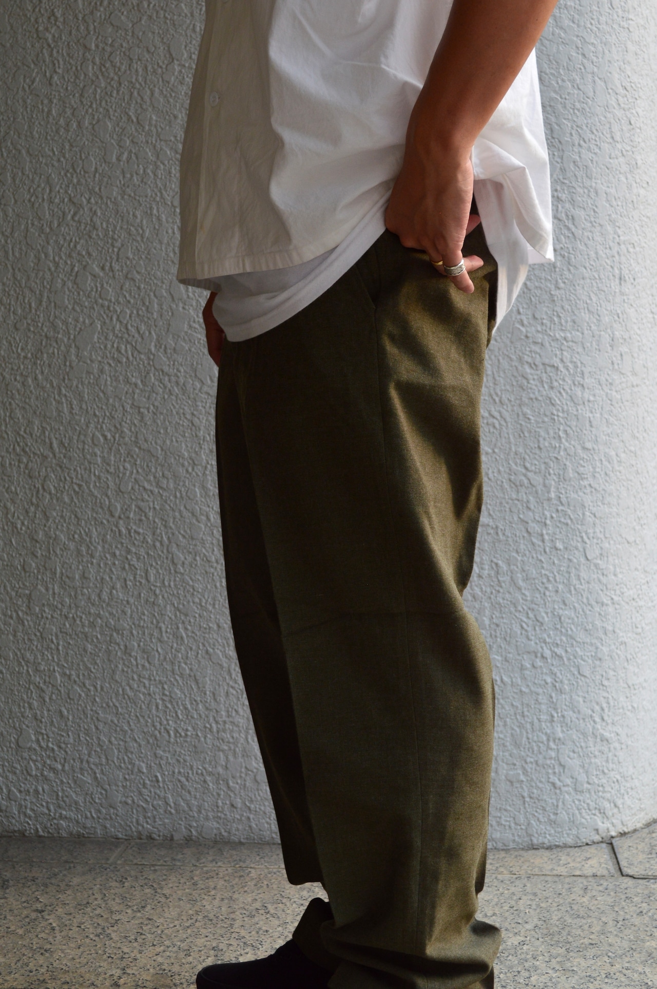 Bergian Army ABL 1968's PVBA BEGETEX社 HeavWool Gabardine Slacks Dead Stock Wool Trouser ベルギー軍 ウールスラックス ダークオリーブ