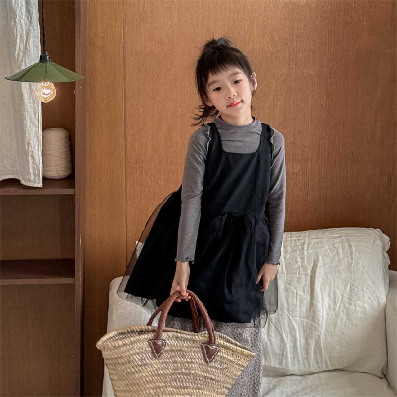 秋ふんわりチュールノースリーブトップ