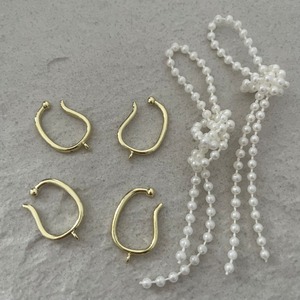 【2ペア】イヤーカフ/基礎パーツ/イヤリング　【数量限定でパール紐付】