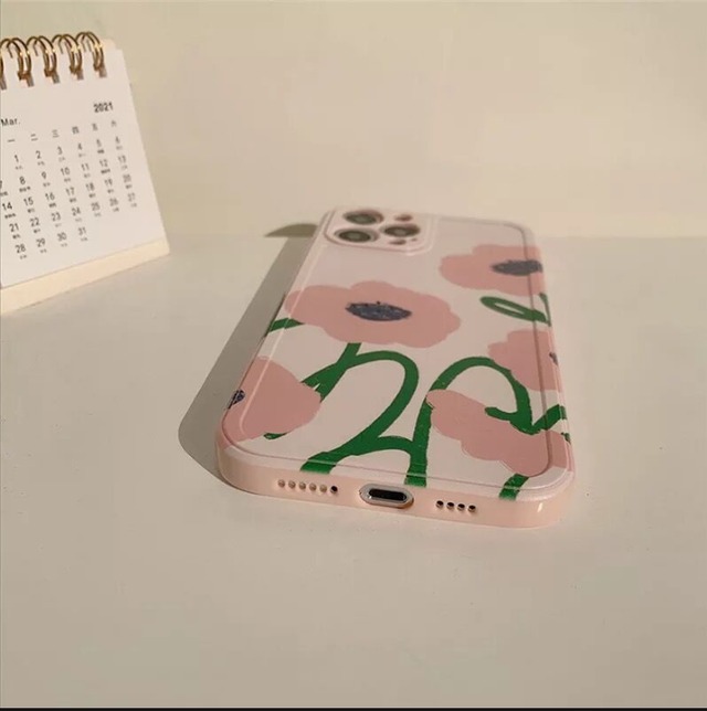 iPhoneケース iPhone13 iPhone12 花柄 レトロ 韓国 ピンク 花 1210