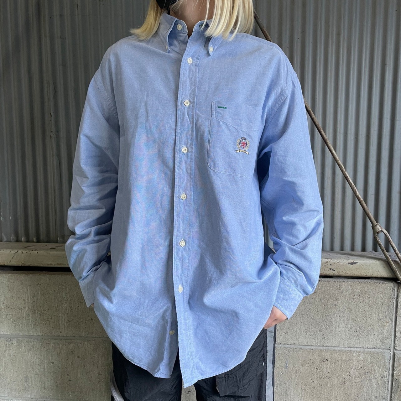 90年代 TOMMY HILFIGER トミーヒルフィガー 長袖 コットン ボタン 