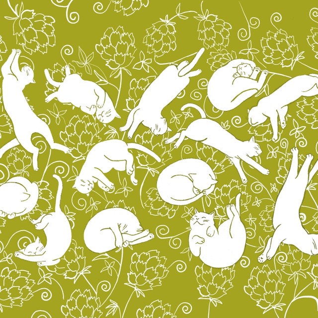 Rolling  Cats (olive) ｜イラストペーパー(ダウンロード版)
