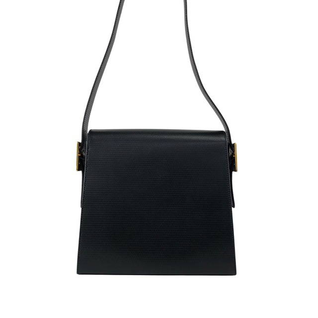 Yves Saint Laurent イヴ・サンローラン ショルダーバッグ ブラック ロゴ レザー セミショルダーバッグ vintage ヴィンテージ オールド avbr5u