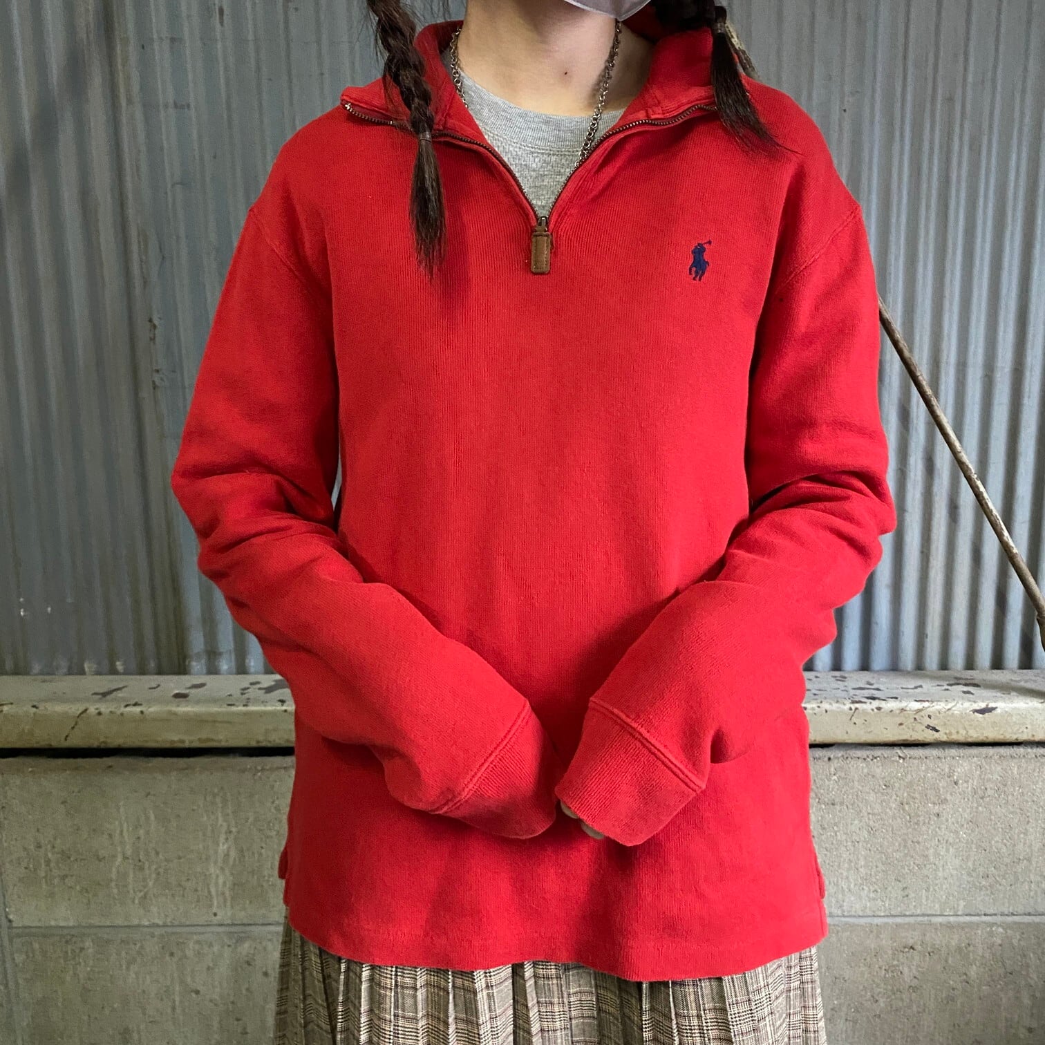 ポロ ラルフローレン リブ ハーフジップ スウェット メンズM 古着 Polo 