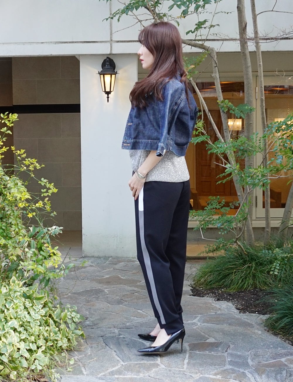 アクアスーティングラインパンツ black×gray Made in Japan | amin pur