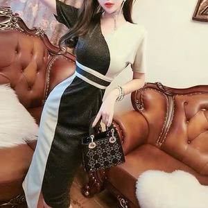 two tone long tight dress