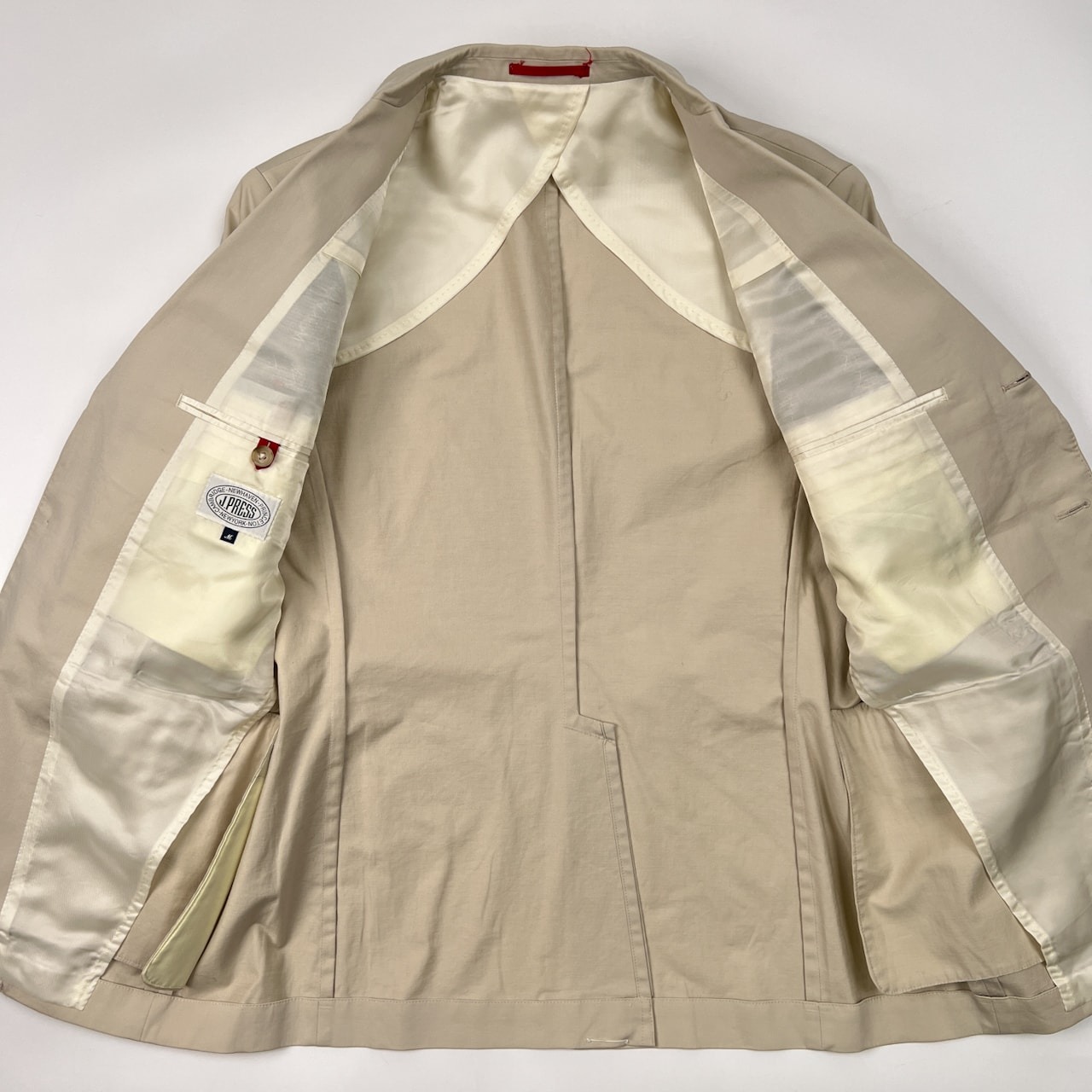 J.PRESS ジェイプレス コットンストレッチ 段返3B テーラードジャケット ブレザー サイズ M /メンズ/ライトベージュ系