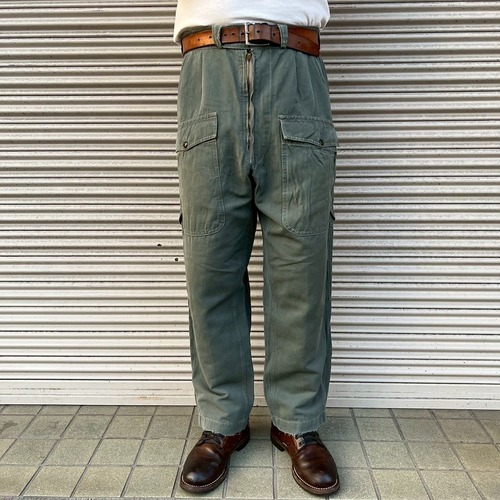 70s イタリア軍 実物 ヘリクルー フライトパンツ カーゴパンツ W94cm XL ミリタリー ユーロ ヴィンテージ ワークパンツ 空軍 コットン 80s