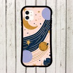 受注生産 iPhoneケース ピンク背景の月と惑星軌道柄｜天体モチーフ STAR069B