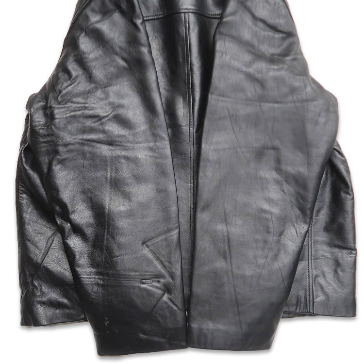 古着 JOHN ASHFORD 本革 レザー ジャケット ブルゾン ブラック 表記：L