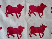 156ri050 Block Print Bandana d2 牛 ruby pink