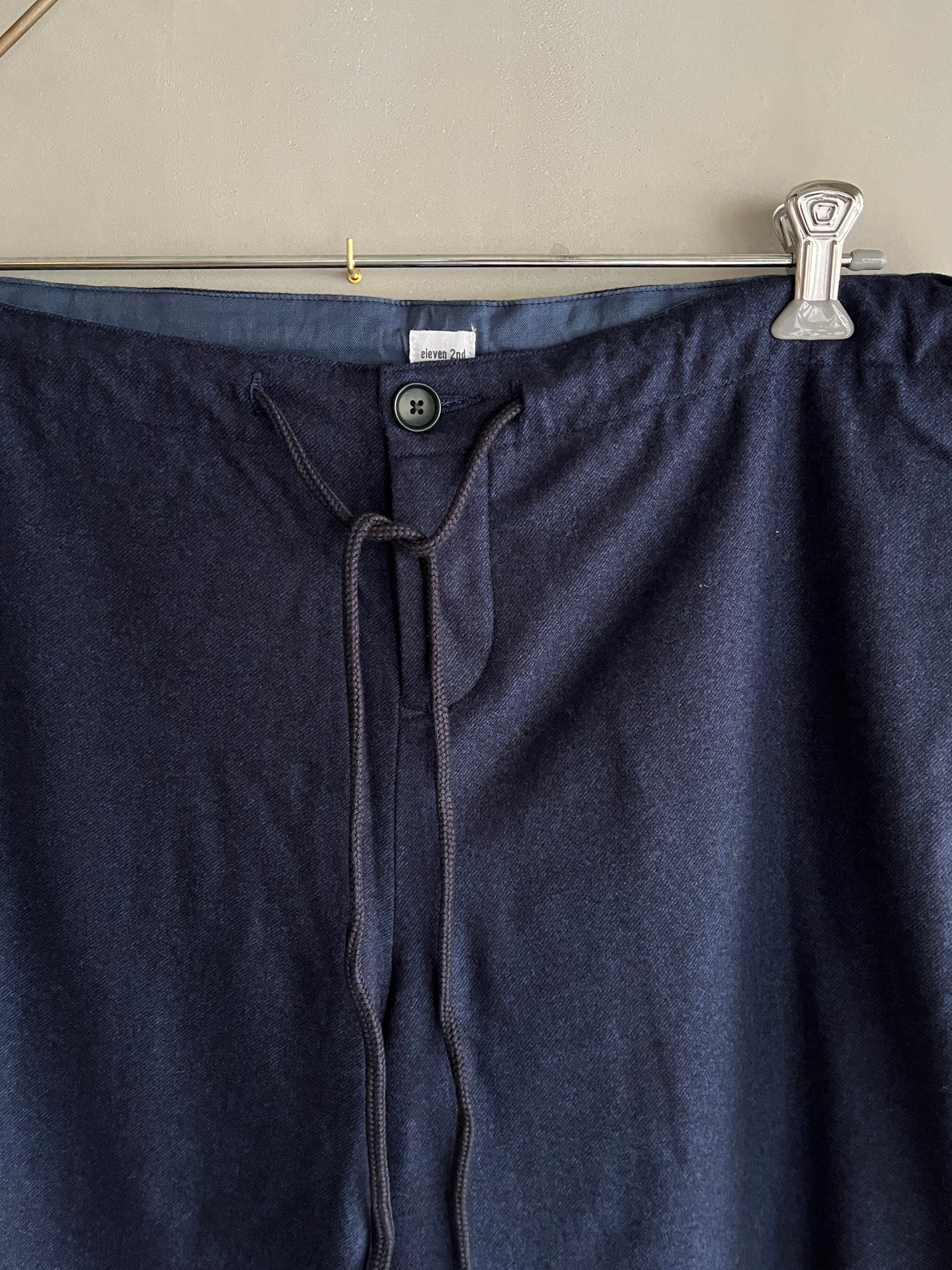 eleven 2nd ワイドパンツ eleven 2nd｜イレブンセカンド｜ウールワイドパンツ｜ネイビーブルー