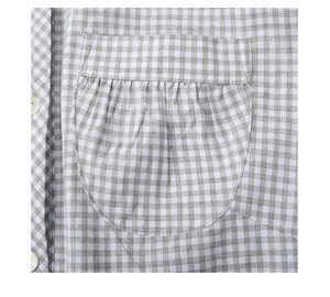 丸襟 長袖 ヒップ丈 チェック柄 シャツ   F0044