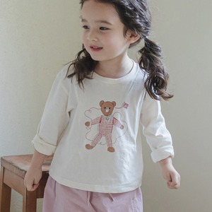 春熊柄コットン長袖Ｔシャツ2色