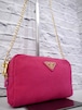 美品◆ PRADA プラダ CANAPA カナパ キャンバス クロスボディ チェーンストラップ ショルダー バッグ カメラ バッグ ポーチ ピンクx金◆