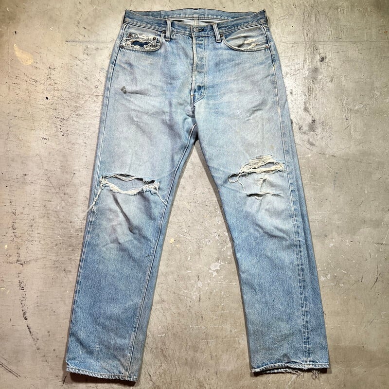 70's Levi's リーバイス 501 66後期 デニムパンツ 赤耳 セルヴィッジ 刻印6 スモールe ダメージ グランジ 実寸W34 USA製  希少 ヴィンテージ BA-2124 RM2543H | agito vintage powered by BASE