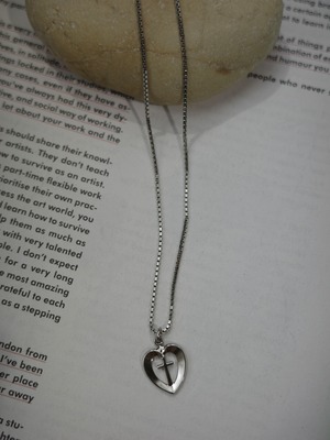 <vintage silver925>heart cross necklace