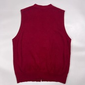 カシミヤ100% ALPHA アルファ ダイヤ柄 前開き ニット ベスト L/ワインレッド系 メンズ