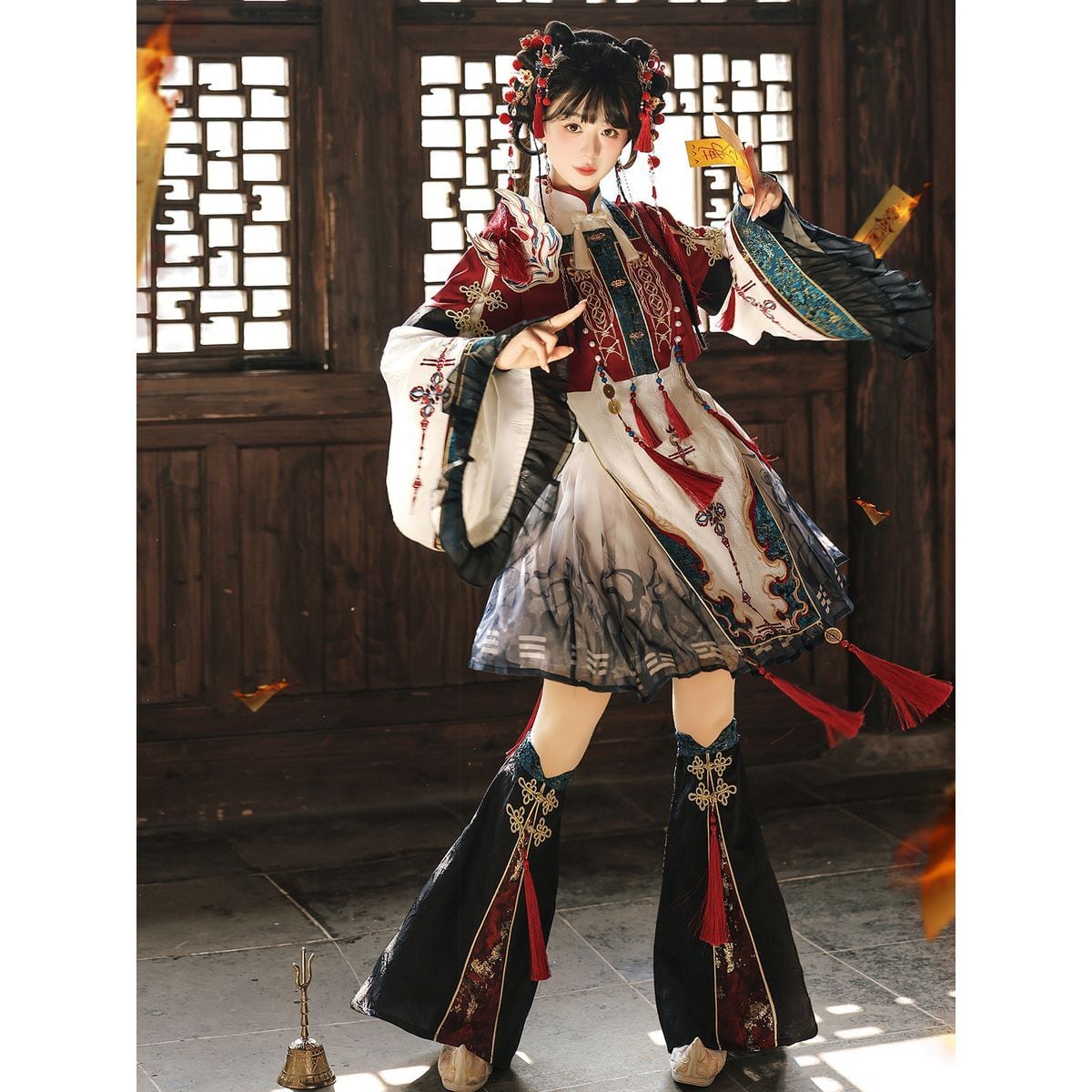 朱札の陰陽姫チャイナ風セットアップ | Maiden's Rêve