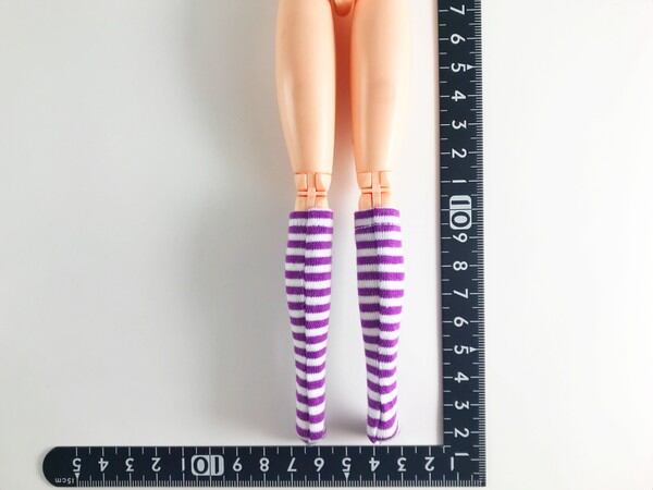 ドールアクセサリ 1/6 女性用 靴下 ストッキング 紫白縞 TKDG23G85-5 - 画像2