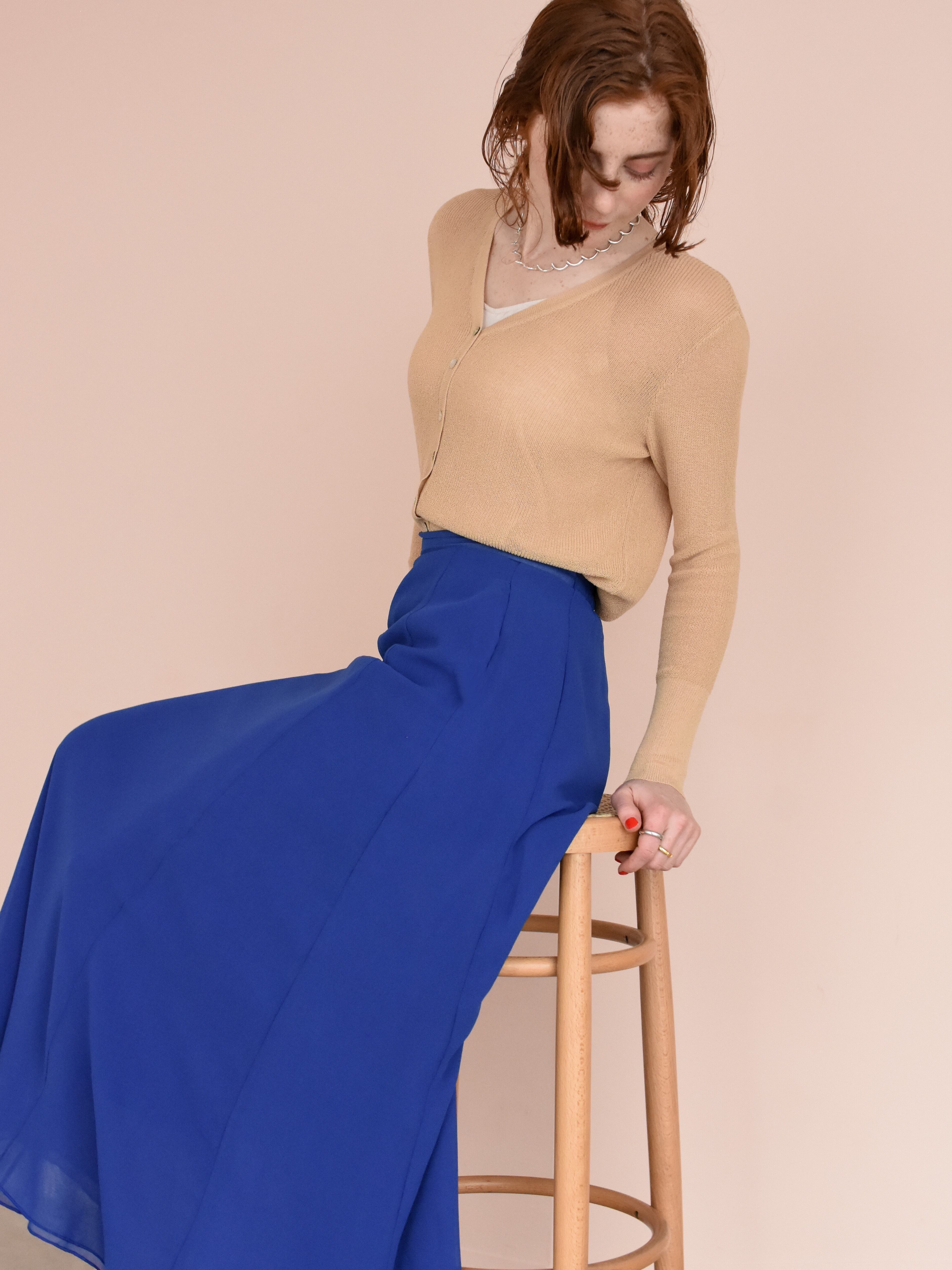 chiffon maxi skirt（blue） | Katrin TOKYO