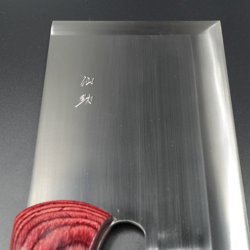 仙助 そば切包丁 越前刃物 青スーパークラッド 330mm ワイン色曲柄