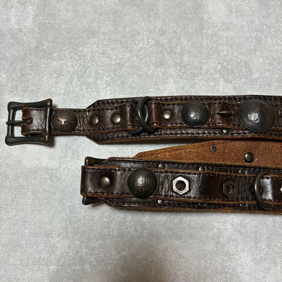 14th addiction レザーベルト コイン スタッズ ヴィンテージ加工 | CHASE