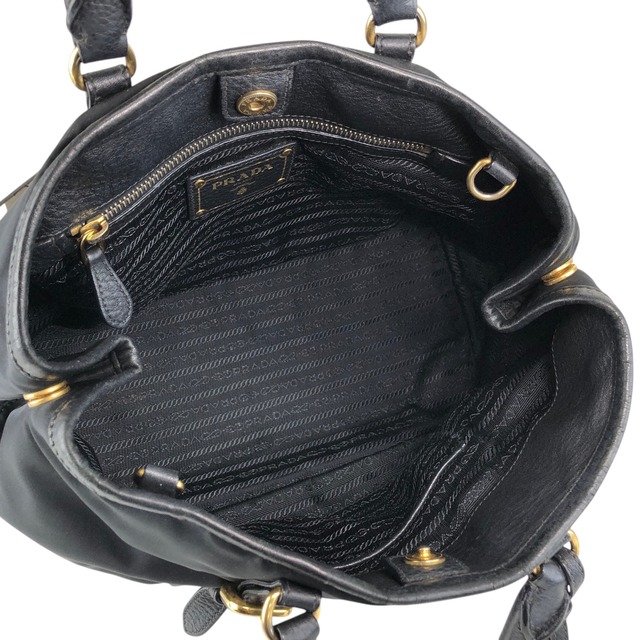 PRADA プラダ ハンドバッグ ブラック トライアングルロゴ レザー ナイロン 2way vintage ヴィンテージ オールド jun4wc