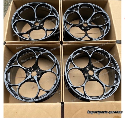 ポルシェ 992 ターボス 21インチ グロスブラックホイール 21x9 21x12 4 個セット -BRN-12339 鍛造 ★