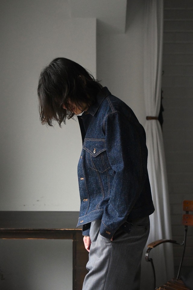 Cale / Cotton Silk Denim Jacket (Blue)