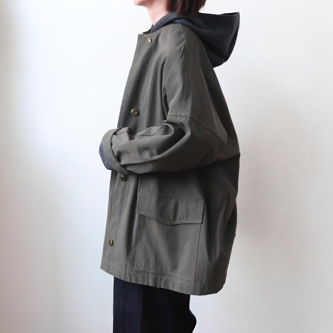 オーバーサイズノーカラーミリタリージャケット A01797