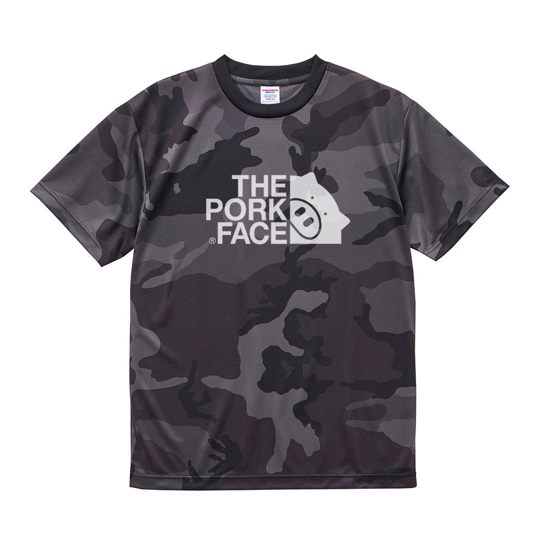 【ロゴ大&ロゴ小】THE PORK FACE ドライ 迷彩Tシャツ(S〜XXL) | デカイTシャツ屋さん powered by BASE