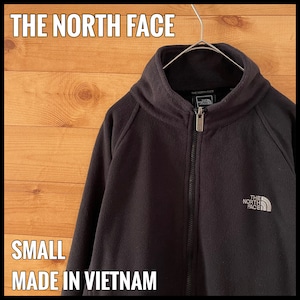 【THE NORTH FACE】訳あり フリース ジャケット ワンポイントロゴ 刺繍ロゴ ハーフドーム ジップアップ フルジップ 黒 S ノースフェイス US古着