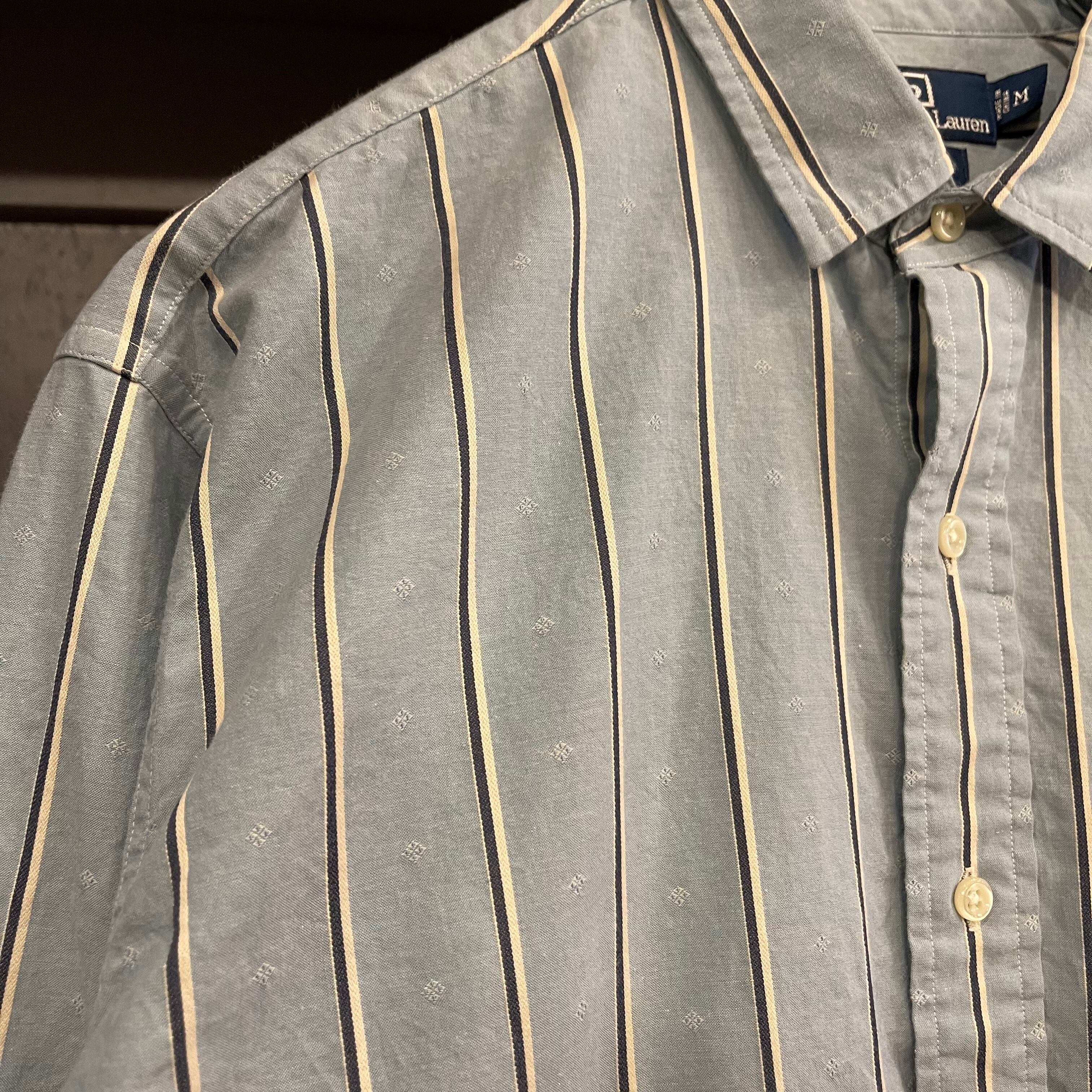 90s Ralph Laurneラルフローレン L/S STRIPE SHIRT 90s Polo Ralph Lauren Stripe BD L/S Shirt 水色 XL ポロラルフ