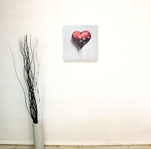 バンクシー作品「バンデージ バルーン ハート/Bandaged Balloon Heart」展示用フック付きキャンバスジークレ Banksy
