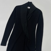 vintage istante/VERSACE イスタンテ イタリア製 シルク混 デザイン ニットワンピース 40/ブラック