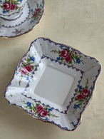 英国Vintage ROYAL ALBERT ロイヤルアルバート プチポワン スクウェア型プレート 廃盤 イギリス テーブルウェア 小物入れ