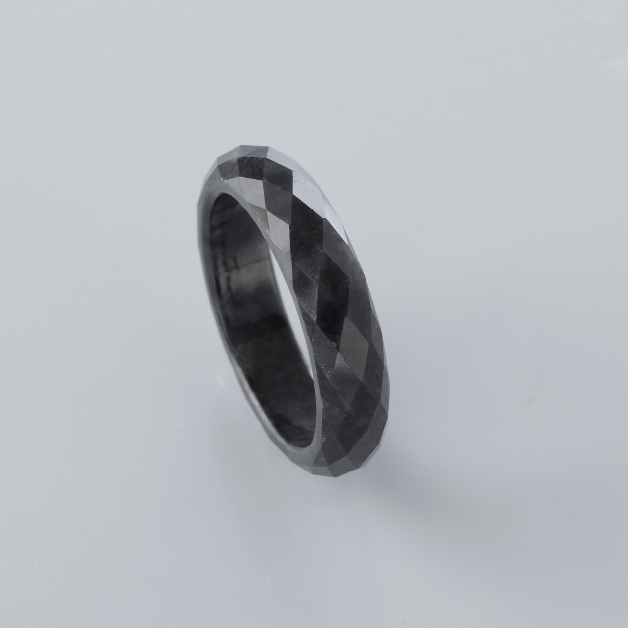【19号】ブラックのキラメキがカッコいい！黒翡翠甲丸リング black facetcut ring  A貨翡翠 jd_rg1416