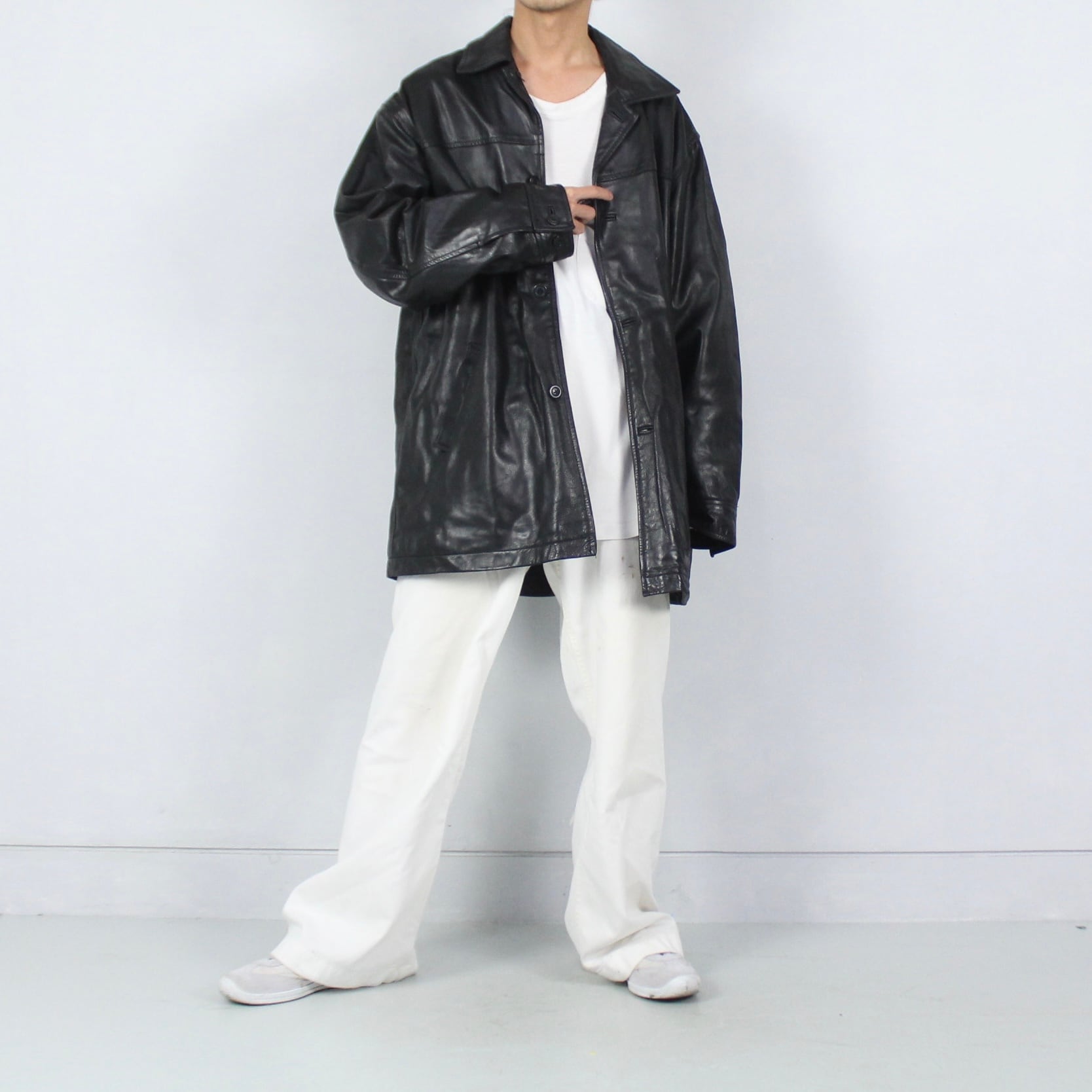 週末限定】OLDGAP 跳ね上がり レザーカーコート Lサイズ