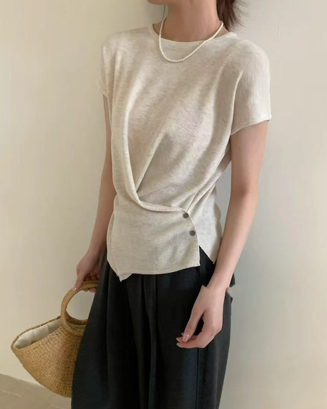 フレンチスリーブクロス カットソー〈6color〉