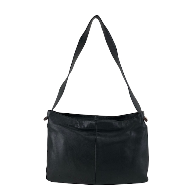 LOEWE ロエベ ショルダーバッグ ブラック ロゴ ウッドパーツ ナッパレザー ホーボーバッグ vintage ヴィンテージ オールド nj2ii2
