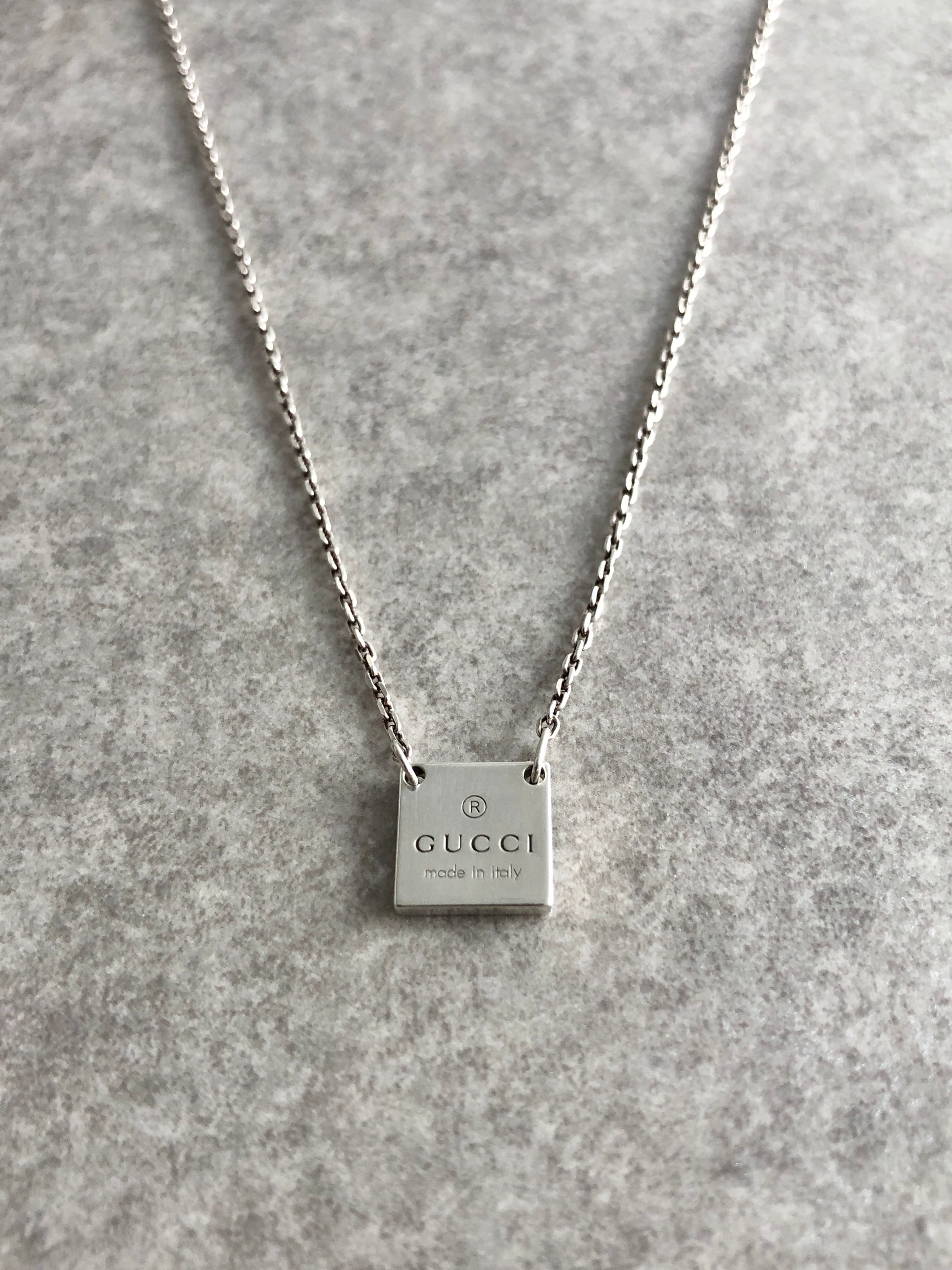 GUCCI グッチ ネックレス シルバー スクエアロゴ 925 vintage