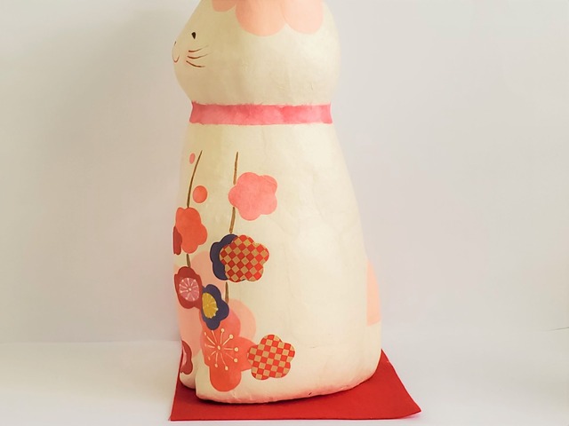 ちぎり和紙の花笑み(大)和み招き猫